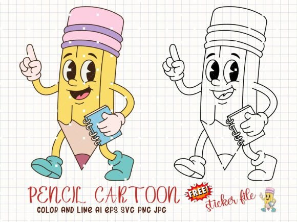 Download Pencil Cartoon Svg School Supply Clipart - School supply Collection