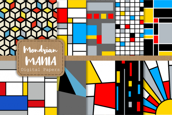 Download Mondrian Mania Retro Geometric Papers - Geometric paper Collection