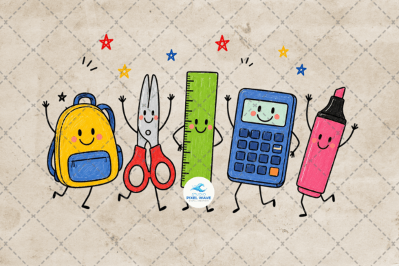 Download Happy School Supply Doodles Png - School supply Collection
