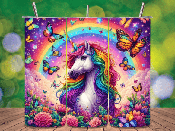 Download Rainbow Unicorn Butterfly Tumbler Wrap - Unicorn butterfly Collection