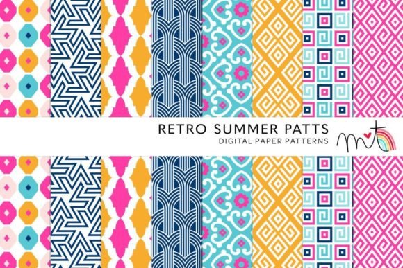 Download Retro Summer Digital Papers - Summer digital papers Collection
