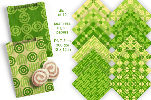 Download Spring Green Geometric Paper Set of 12 - Premium Resources