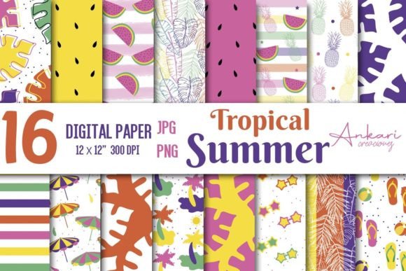 Download Tropical Summer Digital Papers - Summer digital papers Collection
