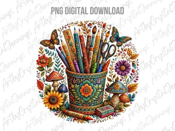 Download Folk Art School Supply Clipart PNG - School supply Collection