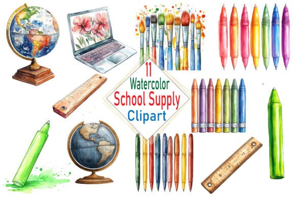 Download Watercolor School Supply PNG Clipart - School supply Collection