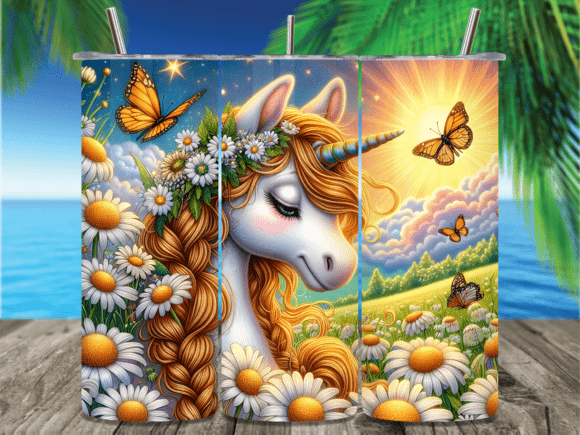 Download Floral Unicorn Butterfly Meadow Tumbler - Unicorn butterfly Collection