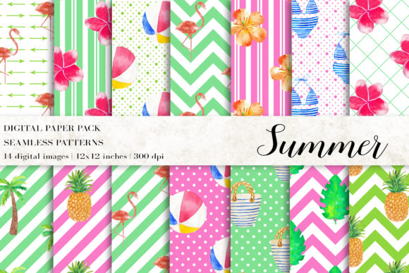 Download Watercolor Summer Digital Papers - Summer digital papers Collection