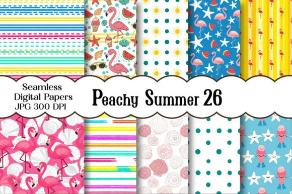 Download Peachy Summer Digital Papers - Summer digital papers Collection