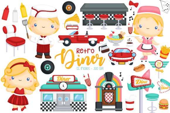 Download Retro Diner Clipart - Fast Food Clip Art - Food Collection